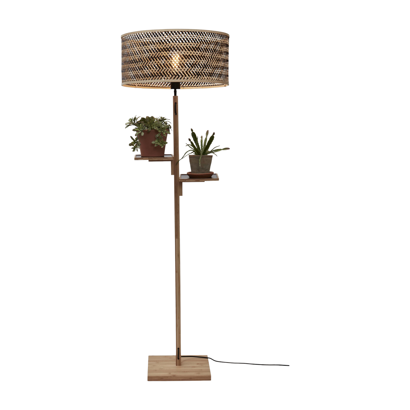 Lampadaire avec étagère en bambou noir et naturel 50x158cm Java - Good & Mojo