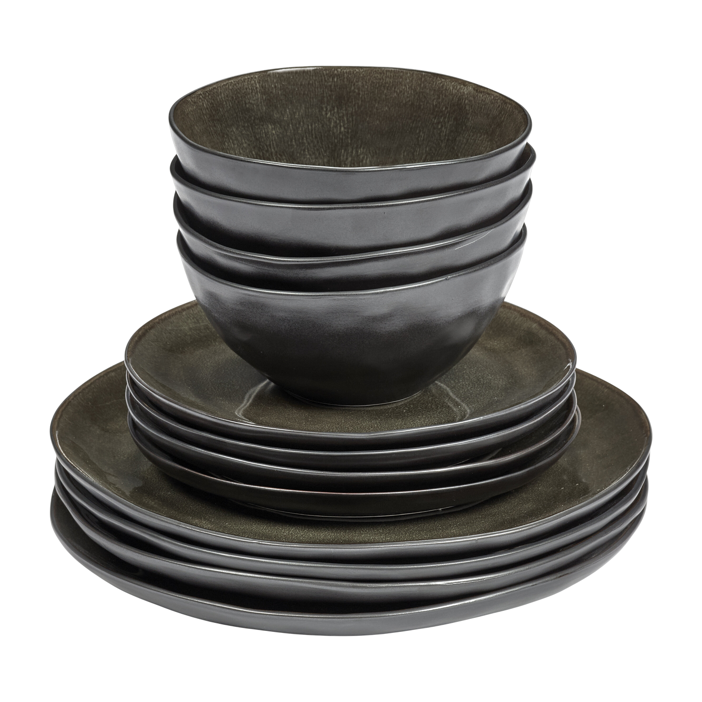 Set de vaisselle 12 pièces en grès gris Pure - Serax