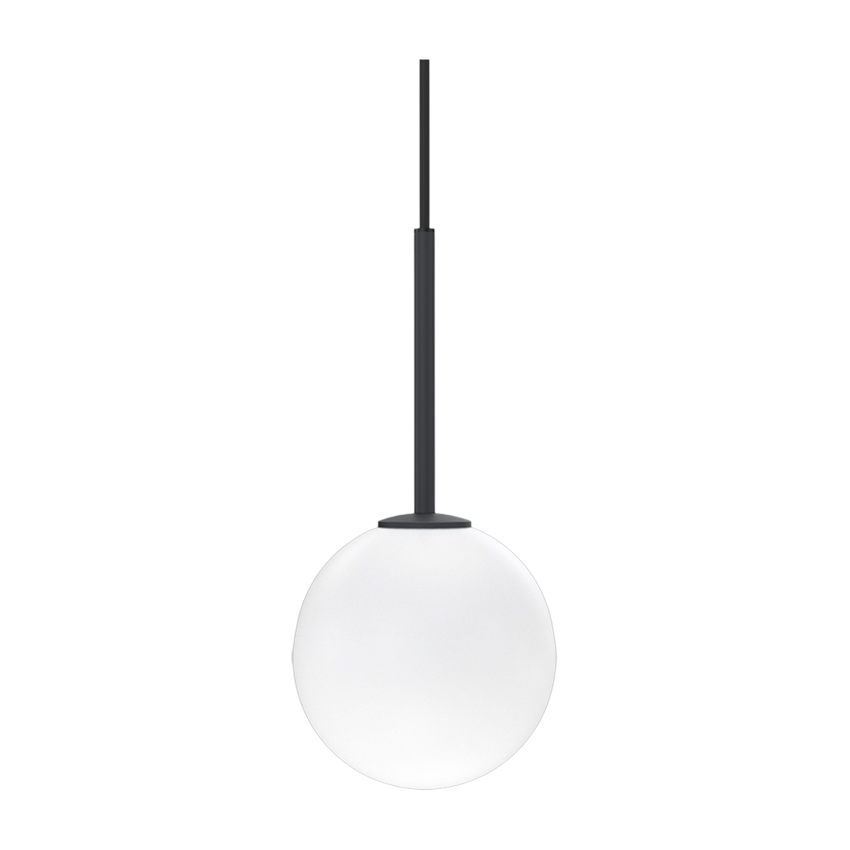 Black metal and opal glass 30cm Ballon pendant - Herstal