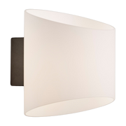 Oval bathroom wall light in anthracite metal and opal glass 16x18x18cm Evoke - Herstal