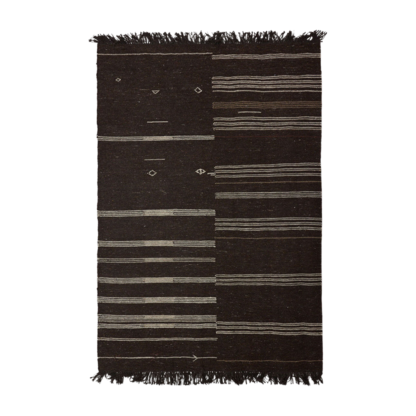 Striped Woolen Kelim Brown (150X240Cm) - HKLIVING