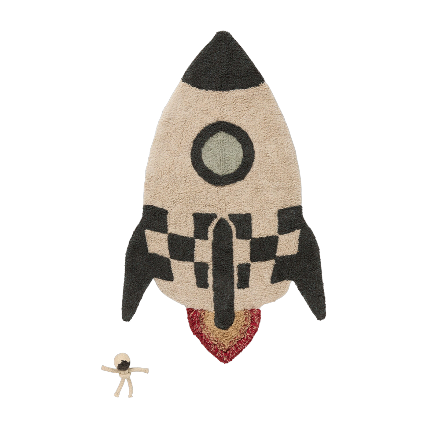 Tappeto in cotone a forma di razzo 85x135cm Voglio essere un astronauta - Lorena Canals