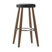 Sgabello da bar in noce oliato e sedile in pelle thor 301 35x76cm CH56 - Carl Hansen & Søn