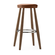Bar stool in oiled walnut and thor 307 leather seat 35x76cm CH56 - Carl Hansen & Søn