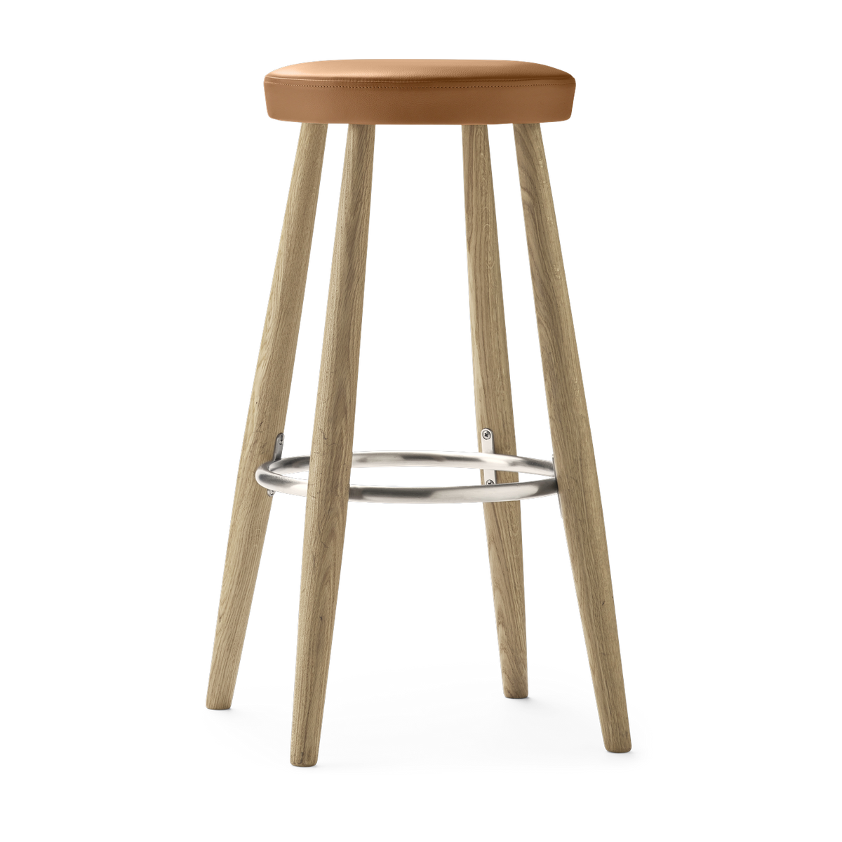 Taburete de bar en roble enjabonado y asiento de cuero loke 7050 35x76cm CH56 - Carl Hansen & Søn