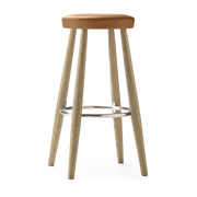 Tabouret de bar en chêne savonné et assise en cuir loke 7050 35x76cm CH56 - Carl Hansen & Søn