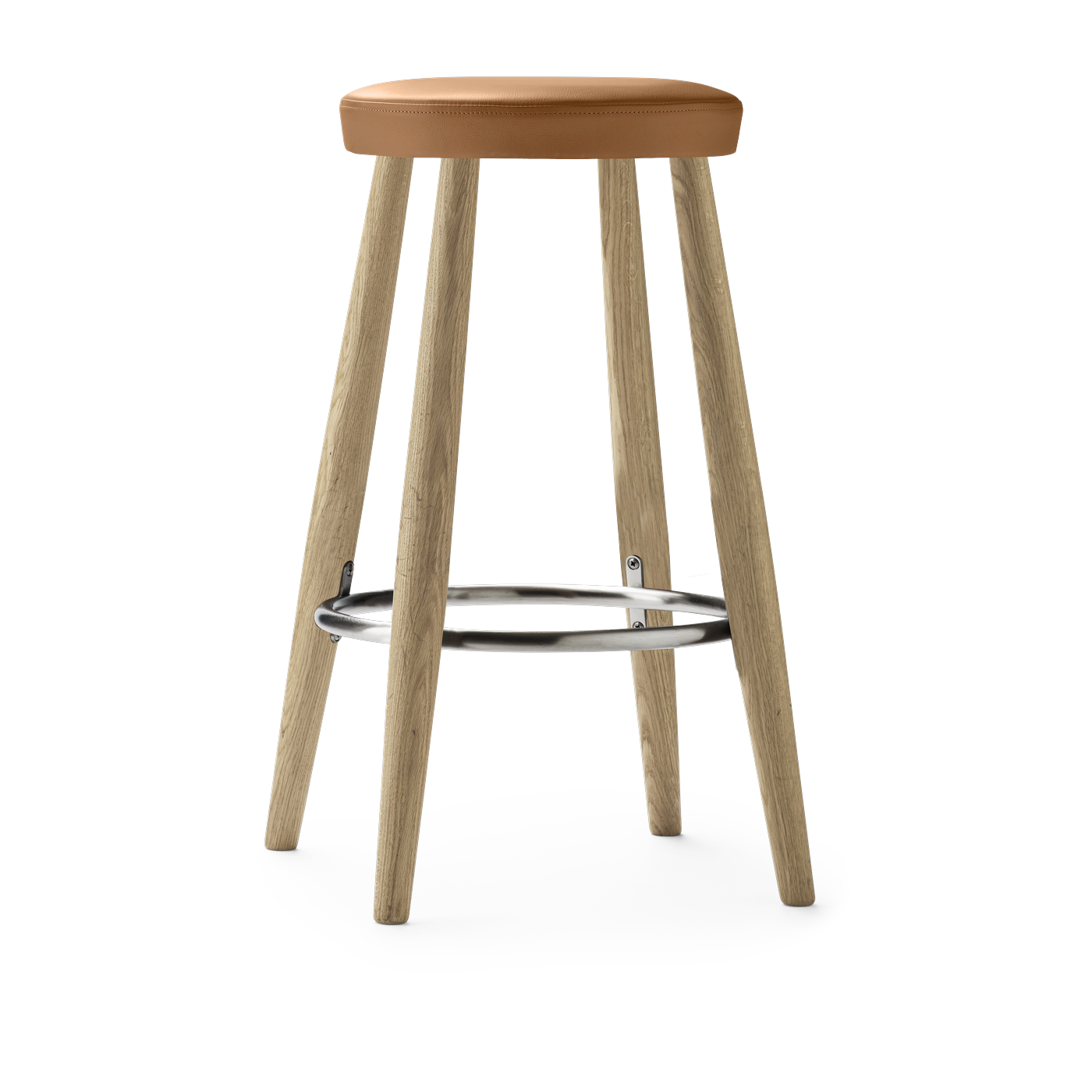 Taburete de bar en roble enjabonado y asiento de cuero loke 7050 35x68cm CH58 - Carl Hansen & Søn