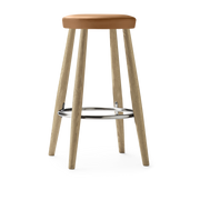 Barhocker aus geseifter Eiche und Sitzfläche aus Loke-Leder 7050 35x68cm CH58 - Carl Hansen & Søn
