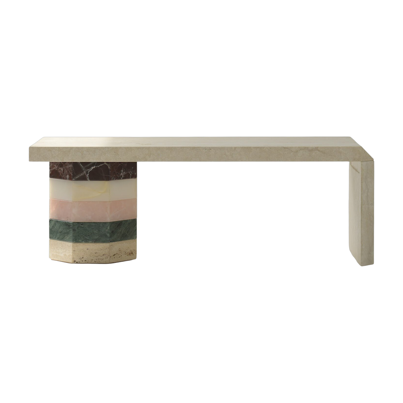 Travertine, marbre and onyx bench 115x40x40cm Neta - Studio Gaïa