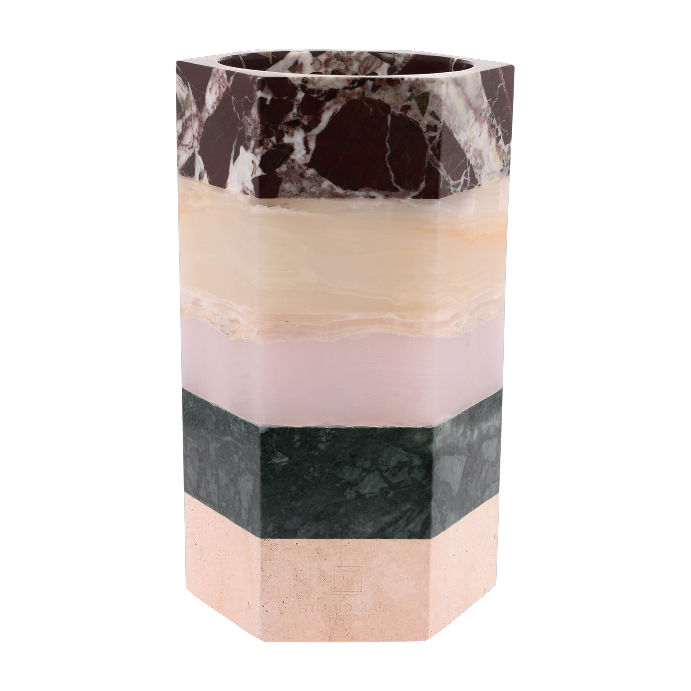 Übertopf aus marbre, Onyx und Travertin 15x25cm Emma Orient -. Studio Gaïa
