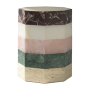 Table d'appoint octogonale en onyx, quartzite, marbre et travertin 39x50cm Gisou - Studio Gaïa