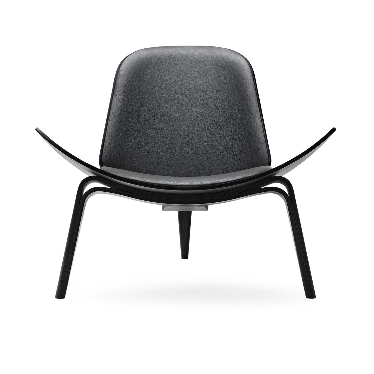 Poltrona in rovere tinto nero e seduta in pelle thor 301 da 74 cm CH07 - Carl Hansen & Søn