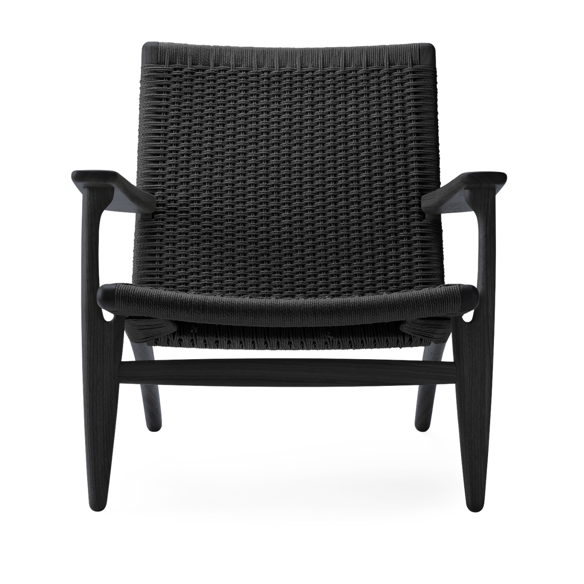 Poltrona in rovere tinto nero e sedile intrecciato nero 73 cm CH25 - Carl Hansen & Søn