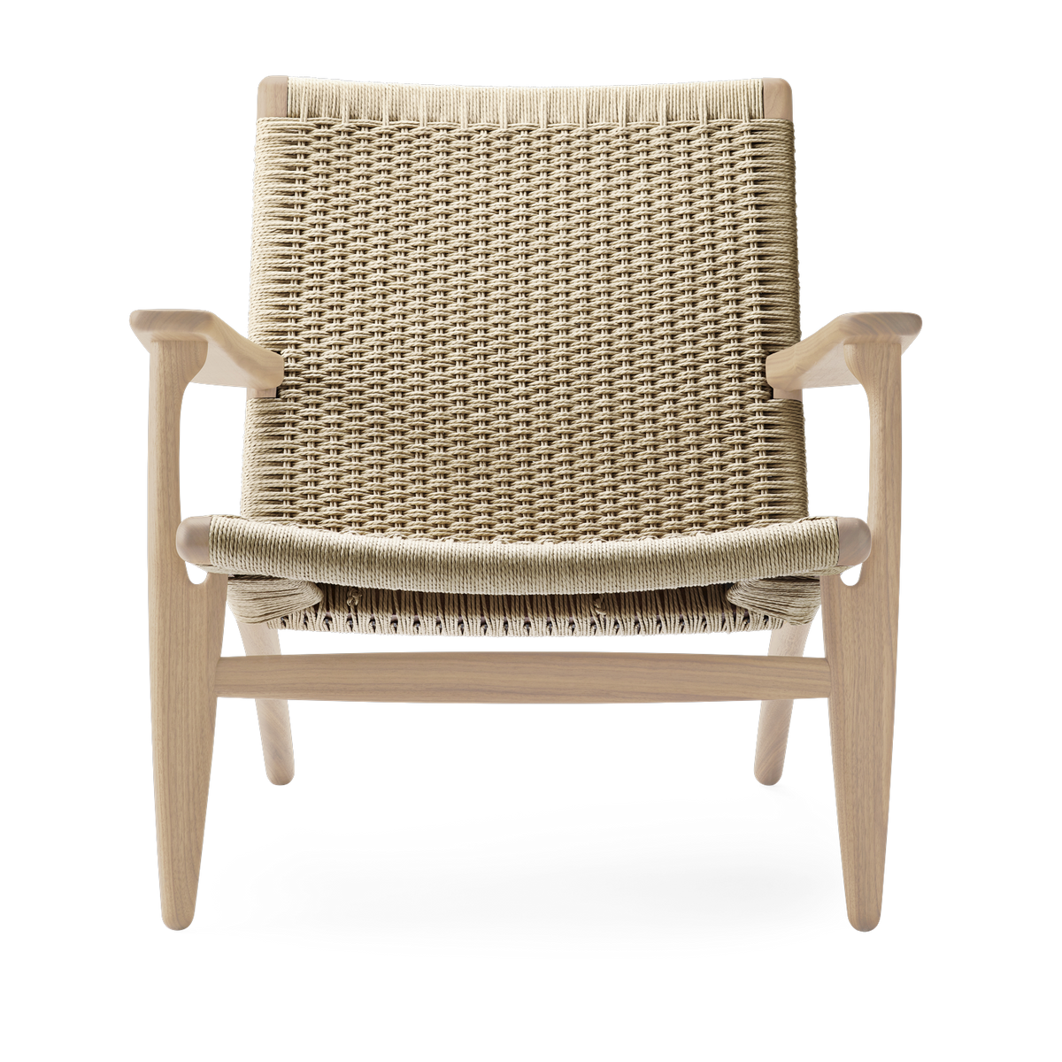 Poltrona in rovere oliato bianco con seduta intrecciata naturale 73cm CH25 - Carl Hansen & Søn