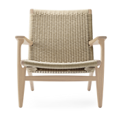 White oiled oak armchair and natural woven seat 73cm CH25 - Carl Hansen & Søn