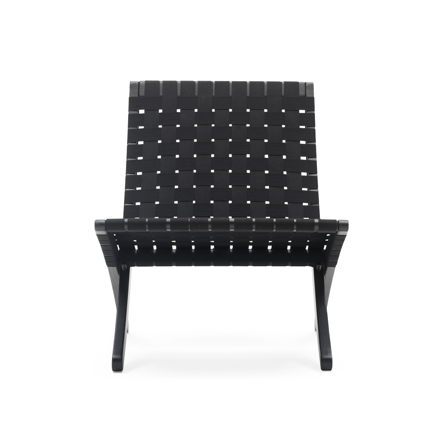 Poltrona in rovere tinto nero con seduta in fettuccia nera 76cm Cuba Chair - Carl Hansen & Søn