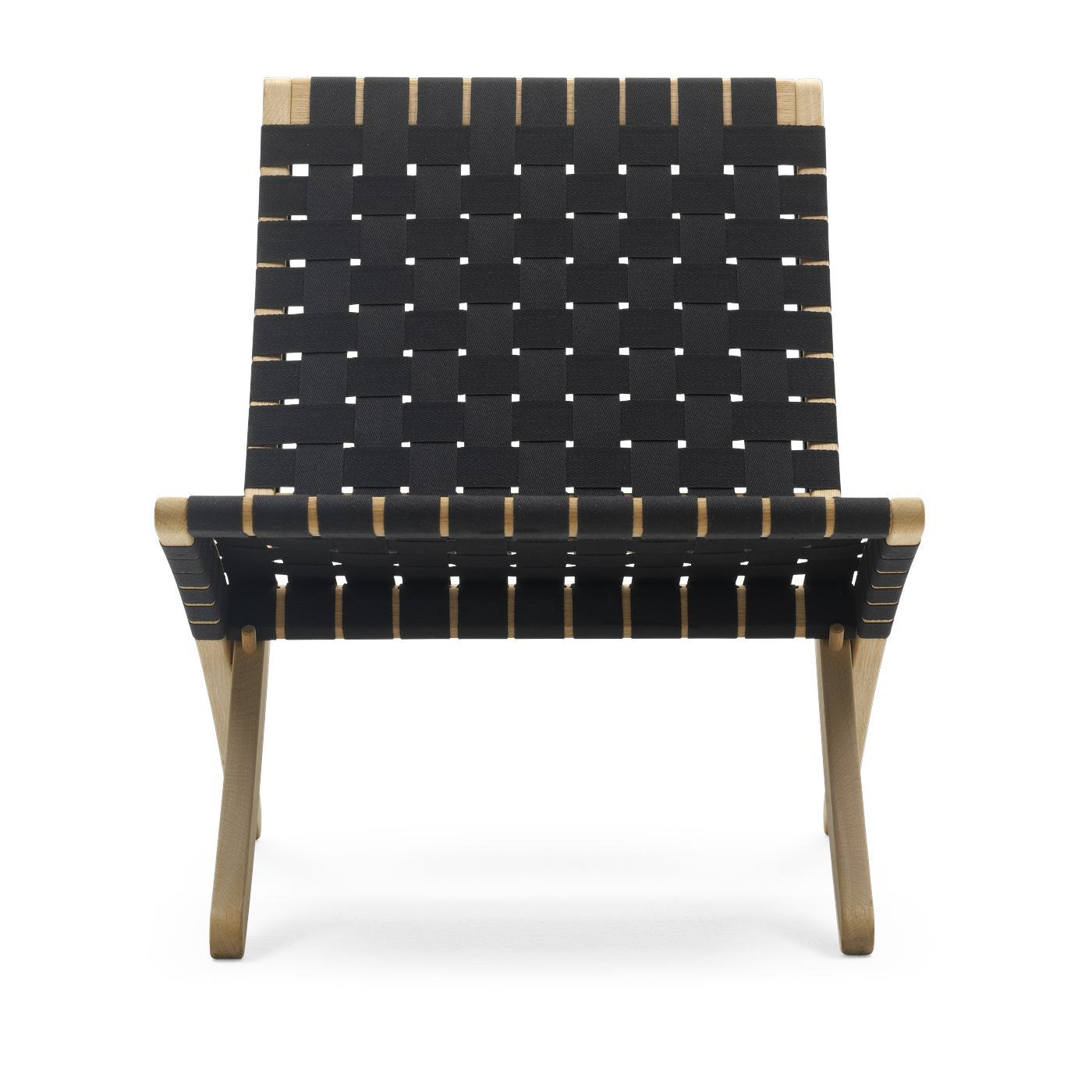 Poltrona in rovere oliato con seduta nera intrecciata 76 cm Cuba Chair - Design di Morten Gøttler Carl Hansen & Søn