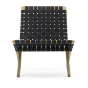 Sessel aus geölter Eiche und Sitzfläche aus schwarzen Gurten 76cm Cuba Chair -. Carl Hansen & Søn
