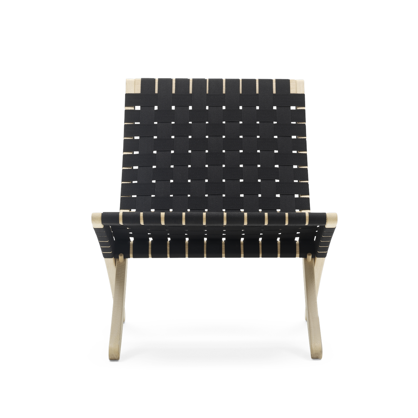 Poltrona in rovere saponato con seduta nera intrecciata 76 cm Cuba Chair - Design di Morten Gøttler Carl Hansen & Søn