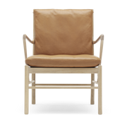 Soaped oak armchair and sif 95 leather seat 85cm OW149 - Carl Hansen & Søn