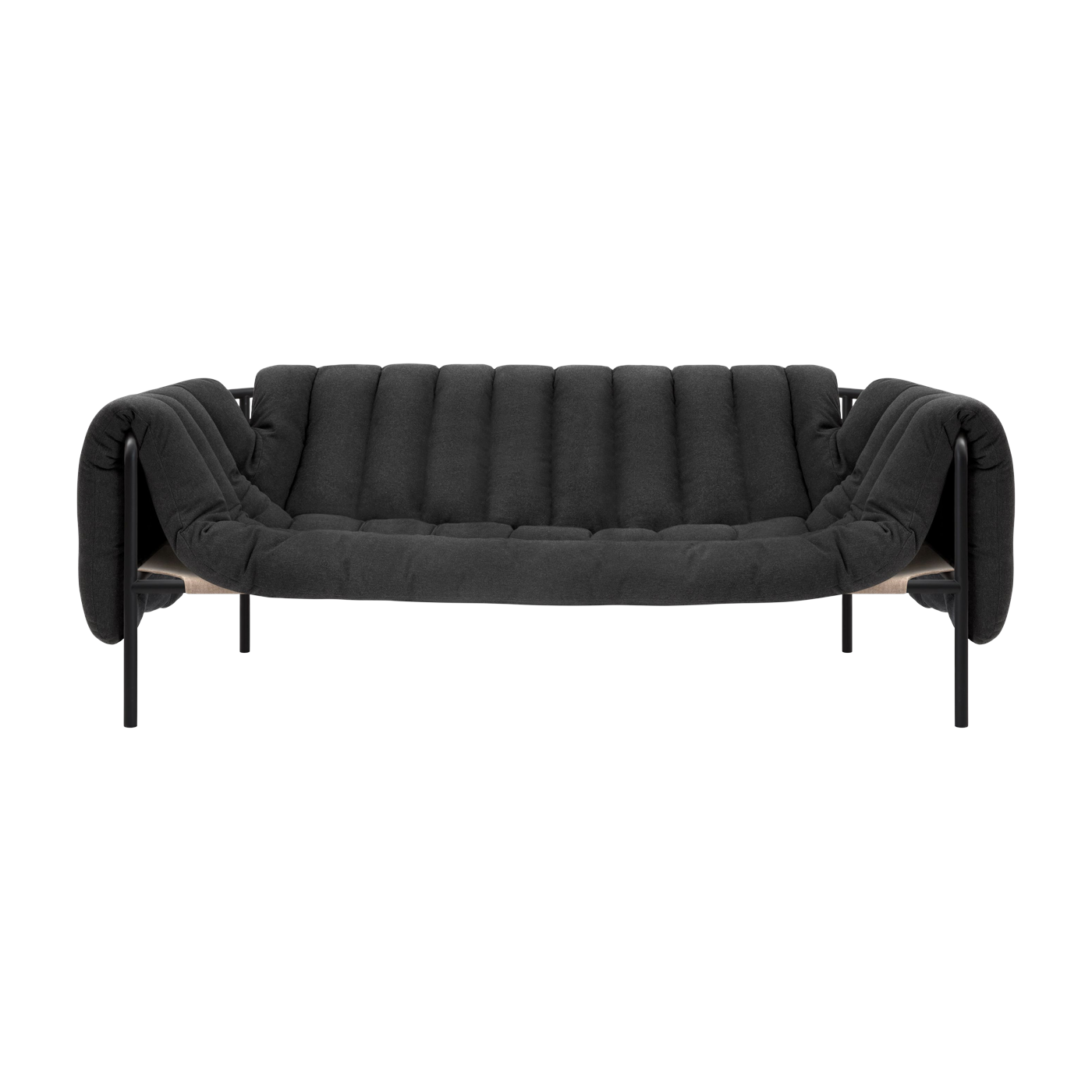 Canapé 2-3 places en coton anthracite et acier gris/noir Puffy - Hem