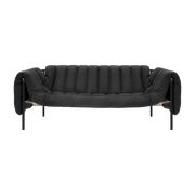 Canapé 2-3 places en coton anthracite et acier gris/noir Puffy - Hem