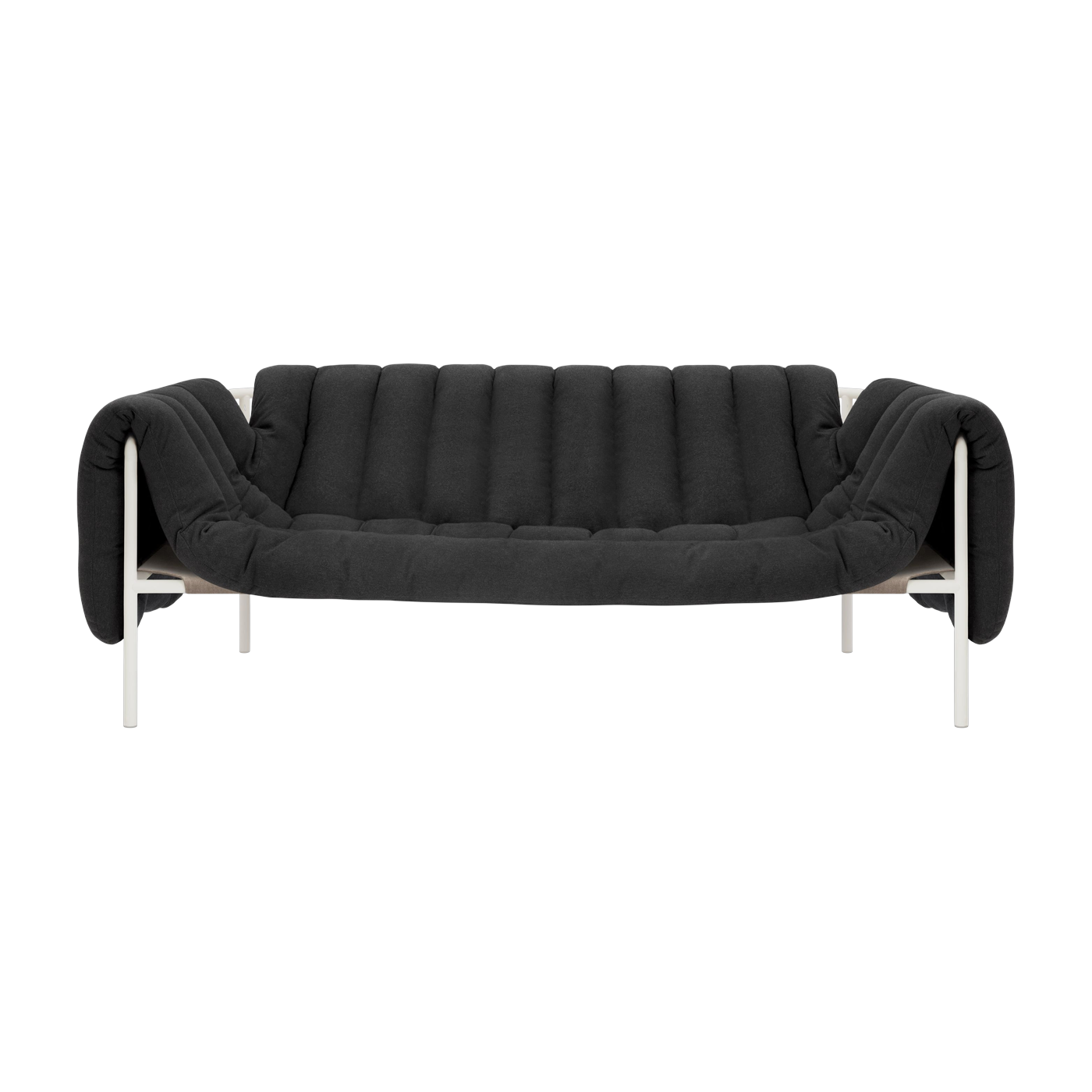 Canapé 2-3 places en coton anthracite et acier crème Puffy - Hem