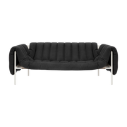Canapé 2-3 places en coton anthracite et acier crème Puffy - Hem