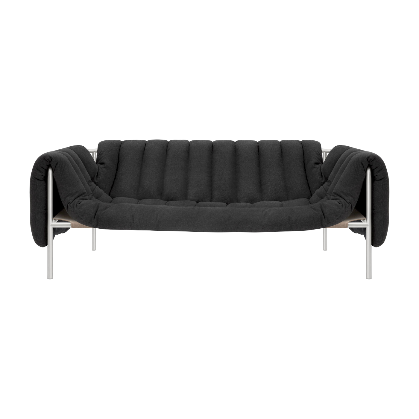 Canapé 2-3 places en coton anthracite et acier Puffy - Hem