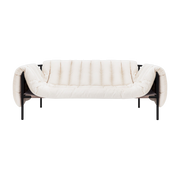 Puffy - Divano a 2-3 posti in cotone crema e acciaio grigio/nero Hem