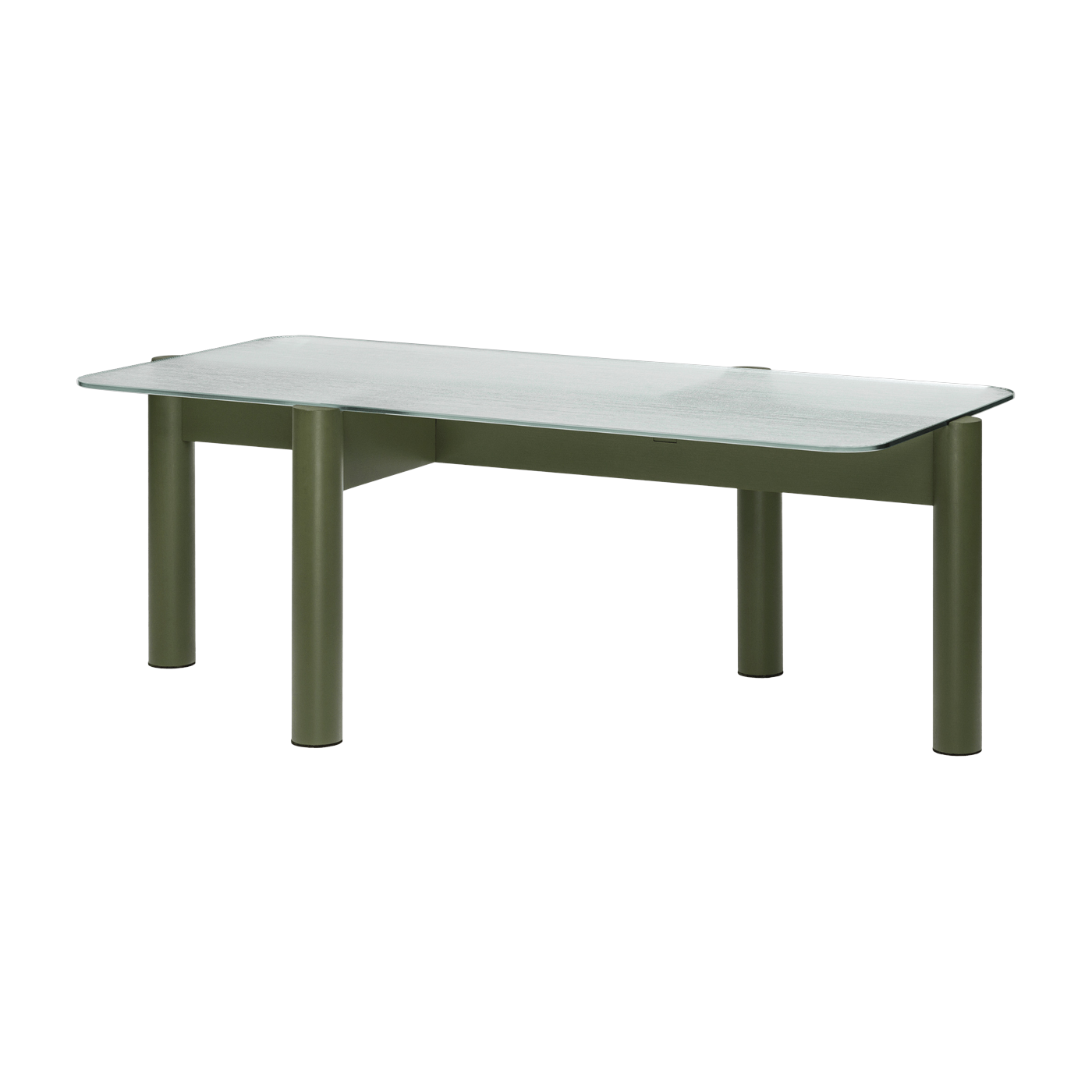 طاولة القهوة من الزجاج المقسى وهيكل خشب الزان أخضر غابة 105×40.5 سم Kob - noo.ma