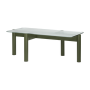 Table basse en verre trempé et structure en hêtre vert forêt 105x40,5cm Kob - noo.ma