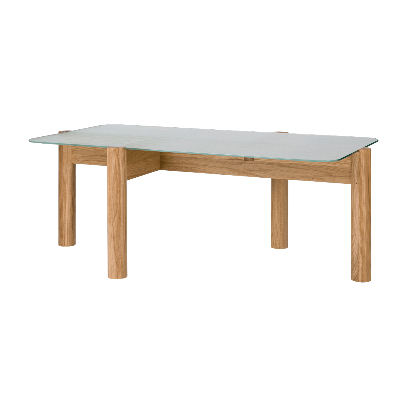 Coffee table in tempered glass and solid oak structure 105x40. 5cm Kob - noo. ma
