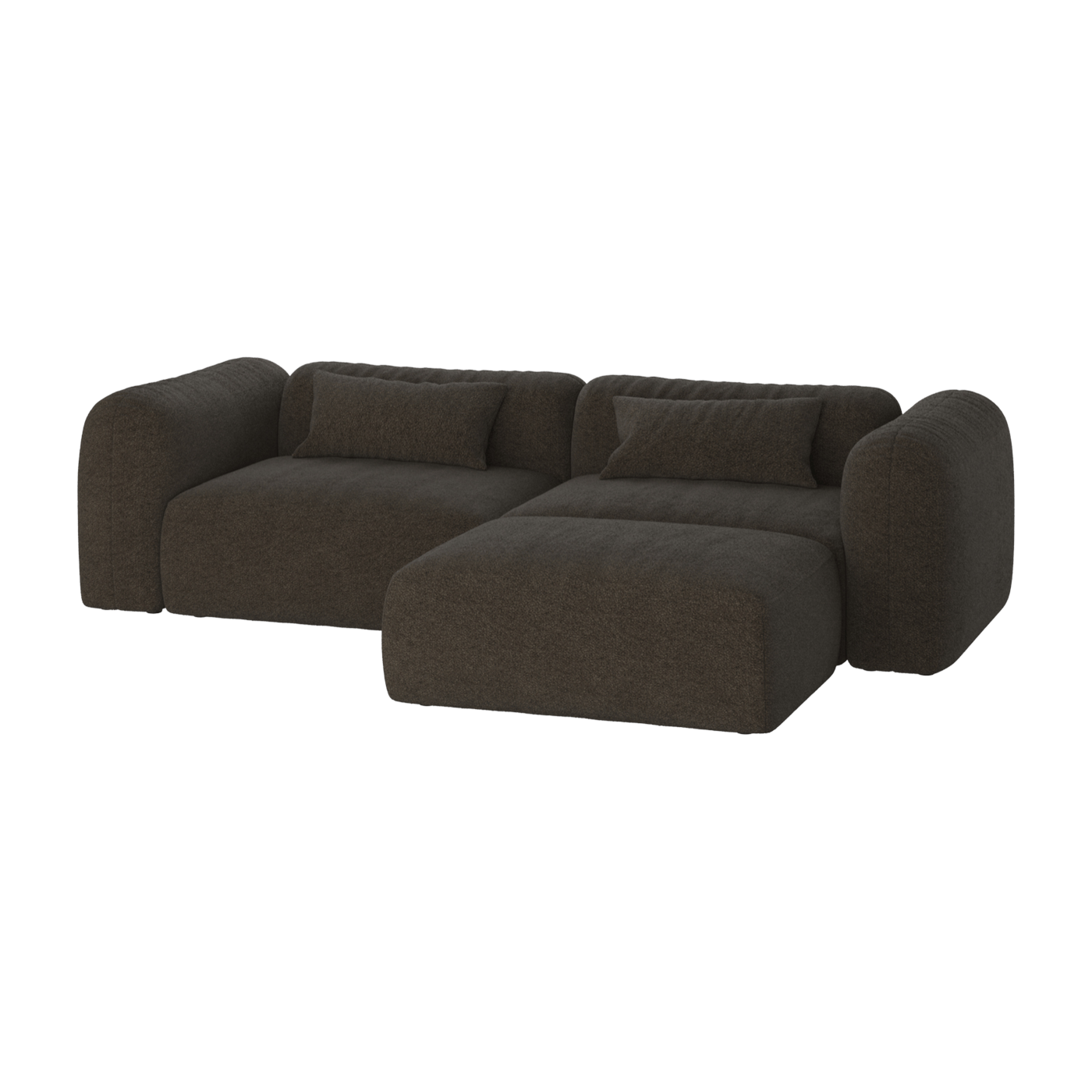 Canapé d'angle 3 places en polyester chocolate brown bouclé Yaro - noo.ma