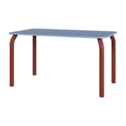 Rectangular table in frosted blue ash and auburn red legs 140x80cm Meko - noo. ma