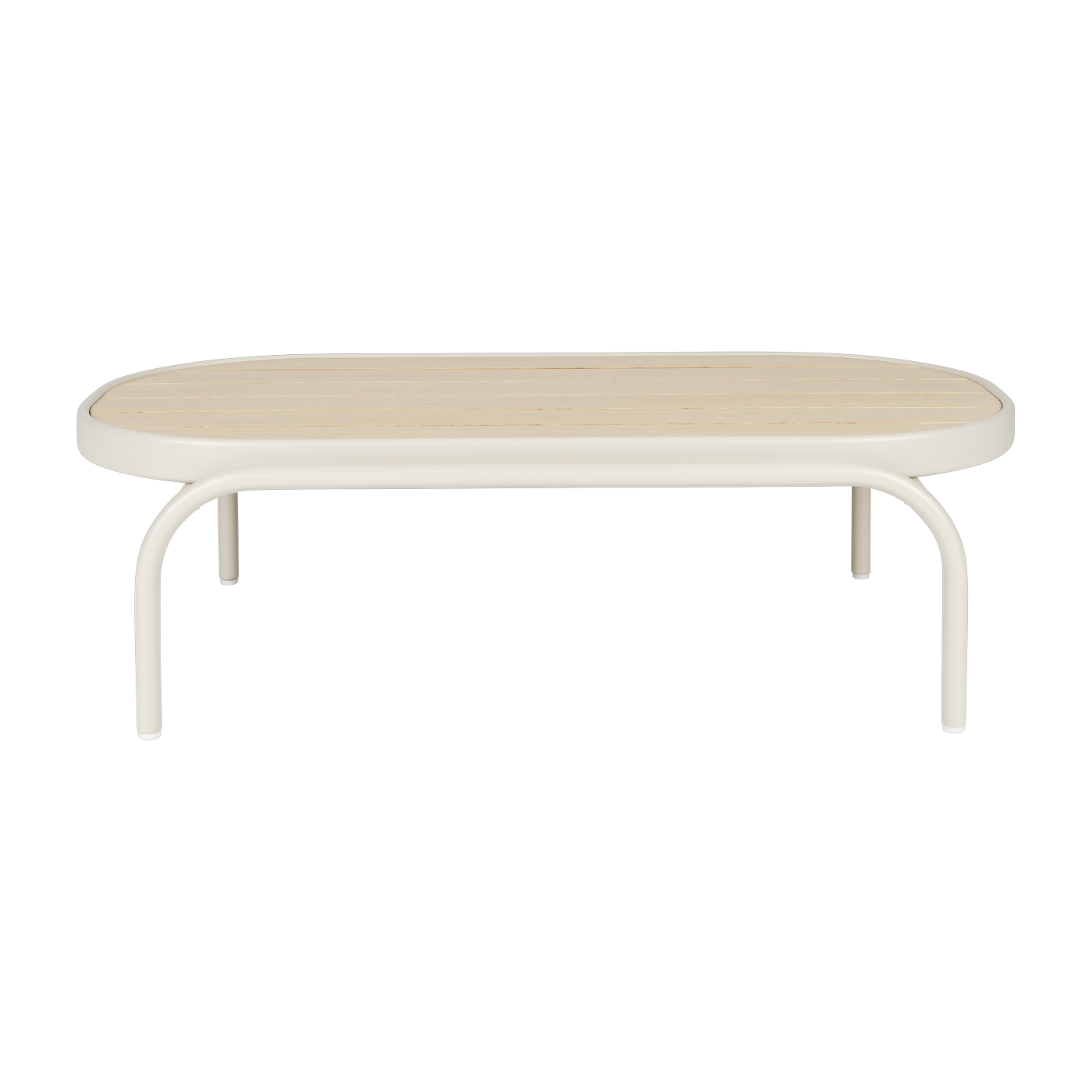 Mesa de centro de jardín de aluminio y madera beige 110x62, 5x32cm Vista - Zuiver