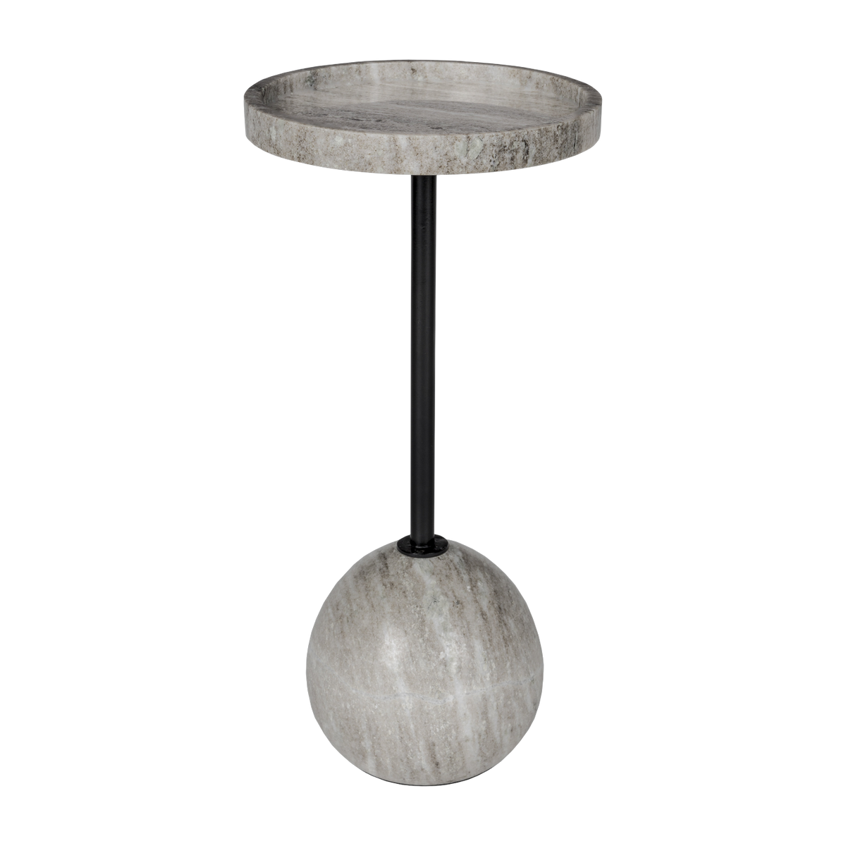 Apppoint table in marbre grey-brown and black iron 25x52cm Cocktail - Zuiver