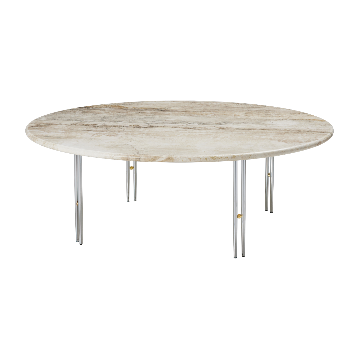 Tavolino ronde in travertino e acciaio cromato 100x35cm Ioi - Gubi