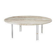 Table basse ronde en travertin et acier chromé 100x35cm Ioi - Gubi