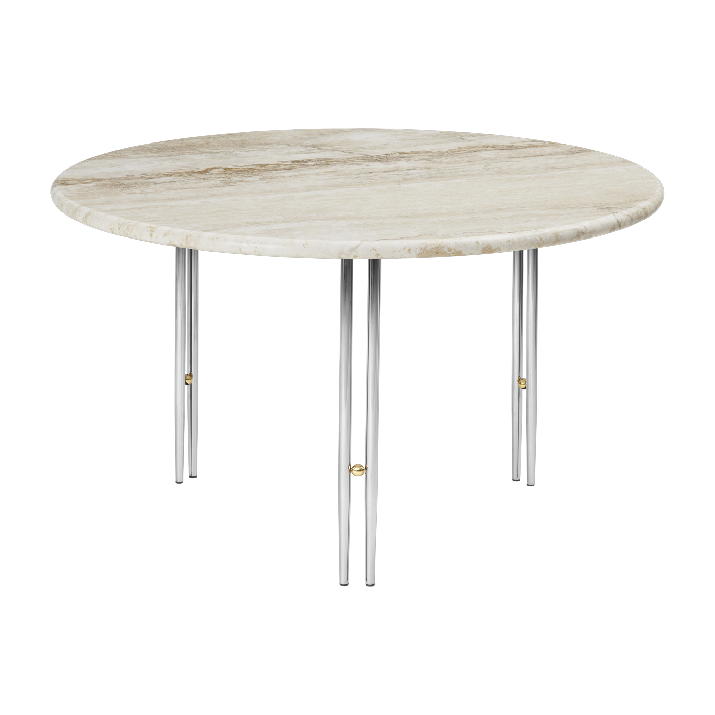Tavolino ronde in travertino e acciaio cromato 70x38cm Ioi - Gubi