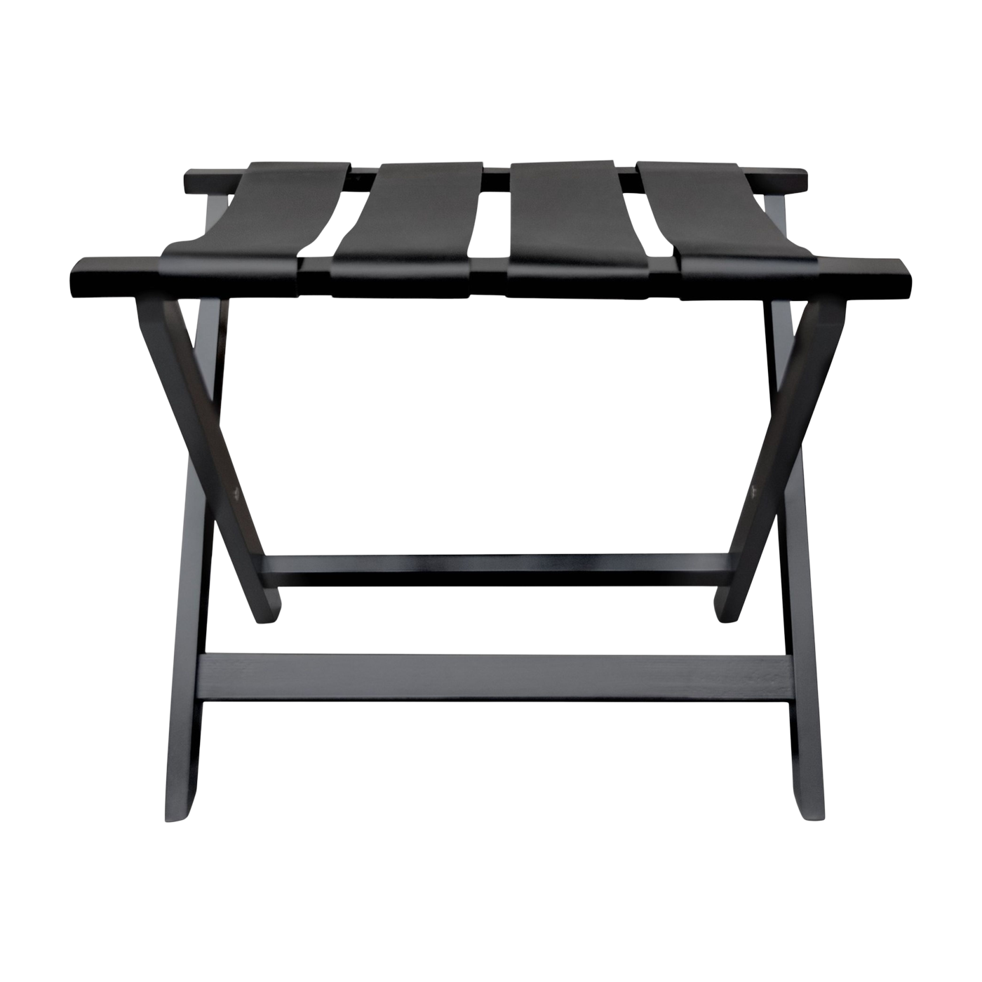 Portabagagli in legno di faggio e cinghia in pelle nera 70x50x59cm Rack - Versmissen