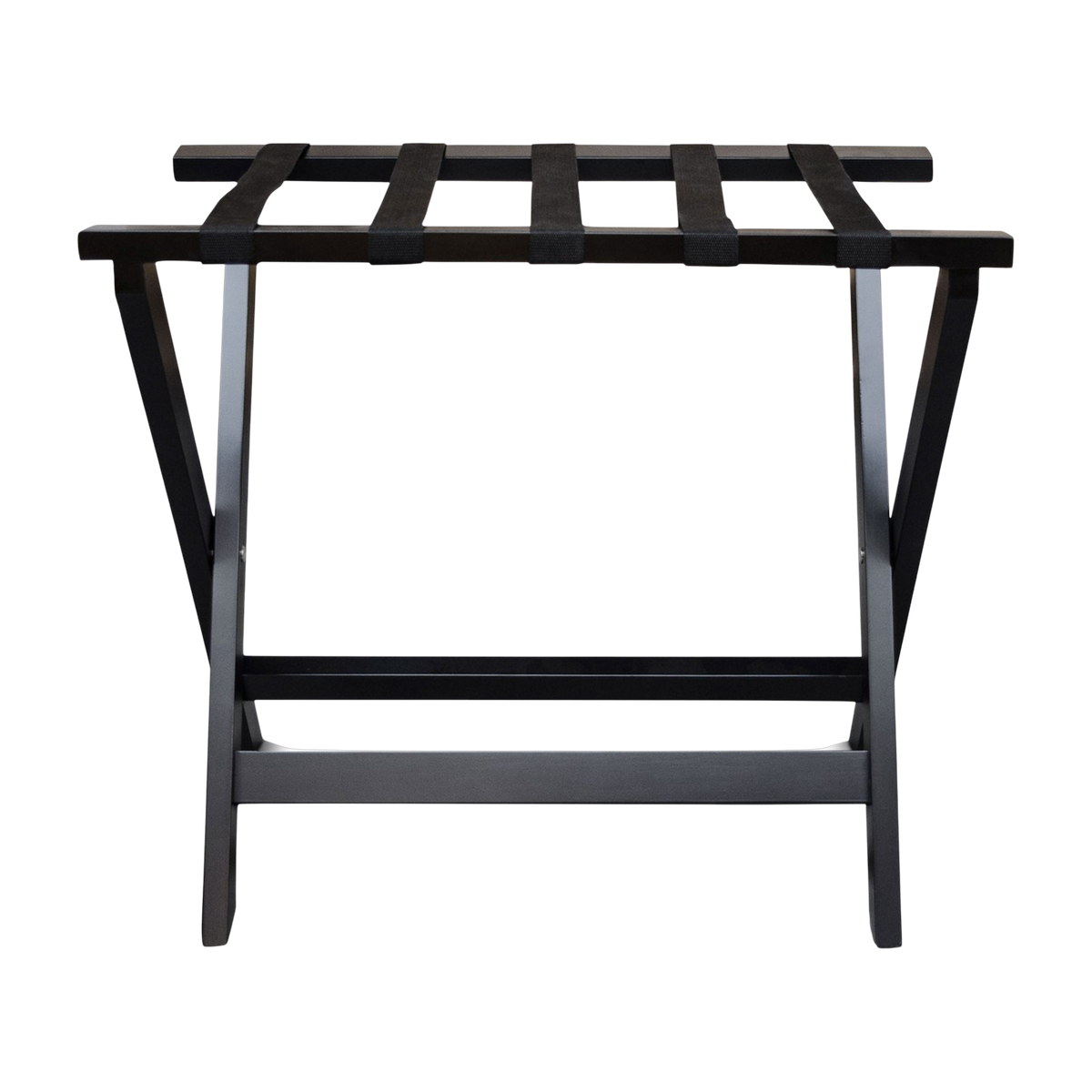 Portabagagli in legno di faggio e cinghia in pelle nera 70x41x61cm Rack - Versmissen