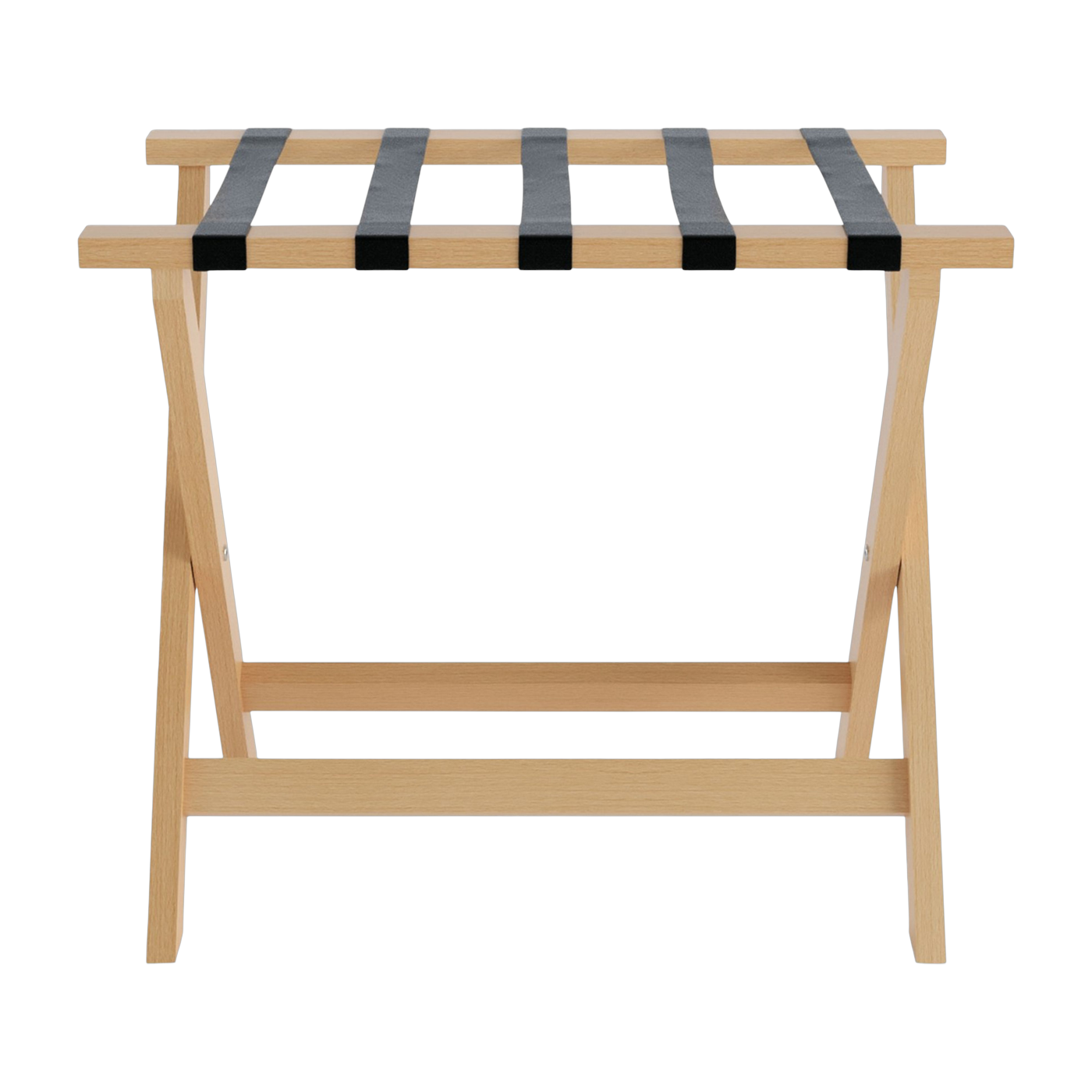Portabagagli in legno di faggio chiaro e cinghia in pelle nera 70x41x61cm Rack - Versmissen