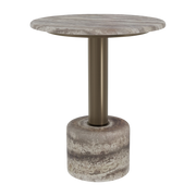 Table d'appoint ronde en acier inoxydable et marbre gris 50x60cm Cooper - Versmissen