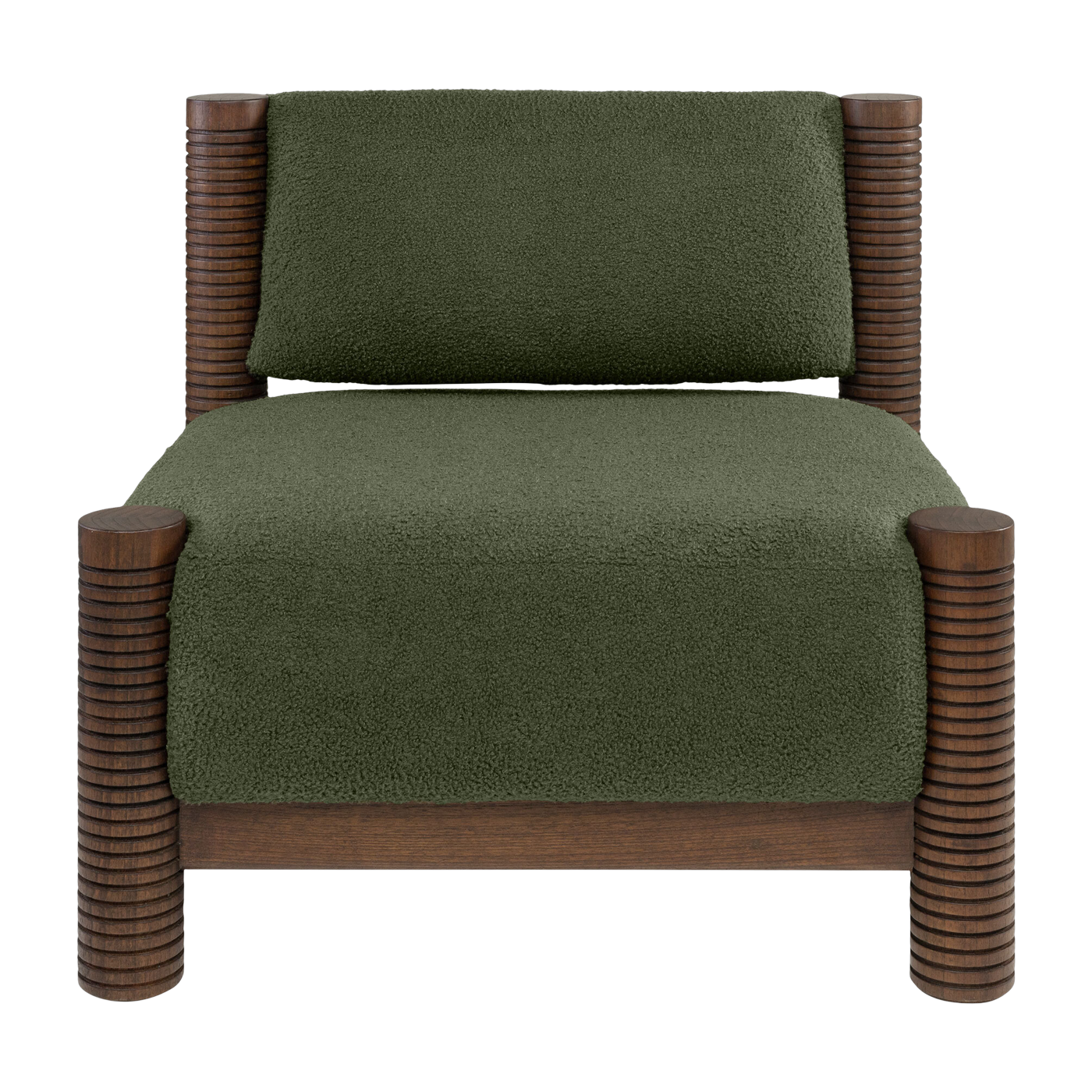Armchair in green fabric and wood 80x70cm Mezze - Versmissen