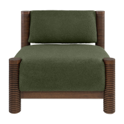 Fauteuil en textile vert et bois 80x70cm Mezze - Versmissen