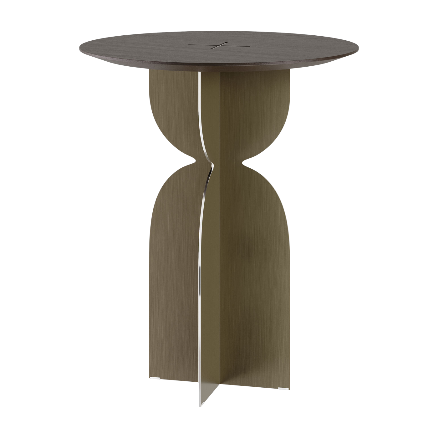 Stainless steel and oak side table 50x60cm Ray - Versmissen
