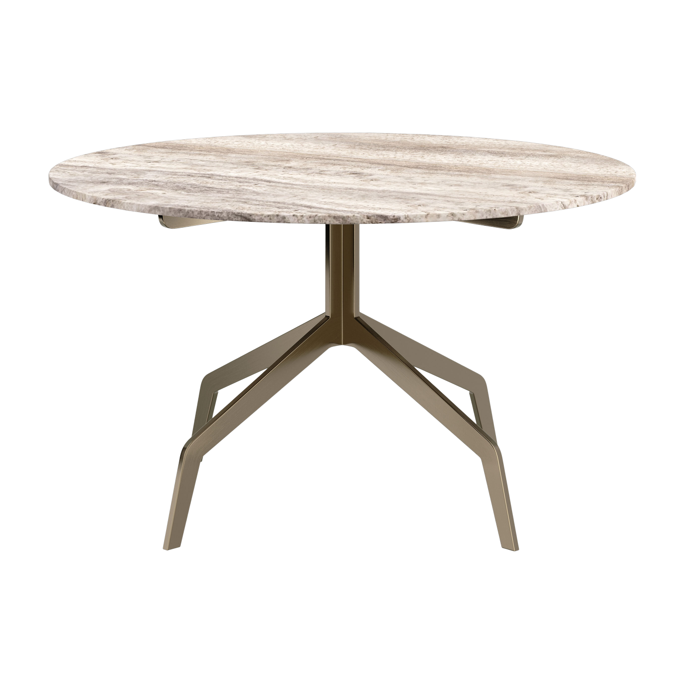 Table basse ronde en acier inoxydable et travertin gris 70x40cm Razor - Versmissen