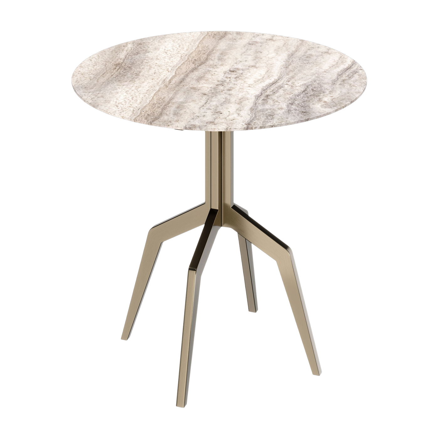 Mesa de comedor de acero inoxidable y travertino gris 80x76x74cm Razor - Versmissen