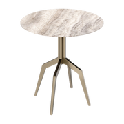 Mesa de comedor de acero inoxidable y travertino gris 80x76x74cm Razor - Versmissen